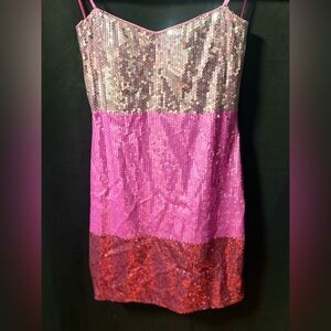 Lily Rose Pink, Silver & Red Sequin Slip Dress